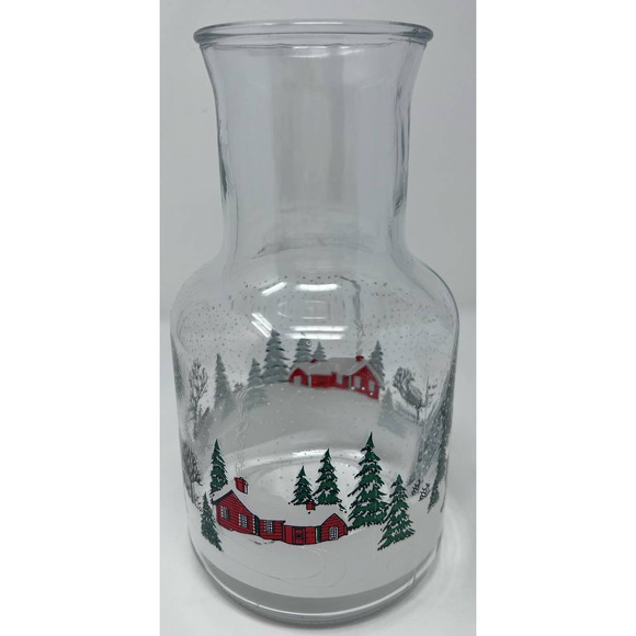 KIG Indonesia Vintage Glass‎ Christmas Winter Sleigh Scene Carafe Decanter 9" - Picture 4 of 6